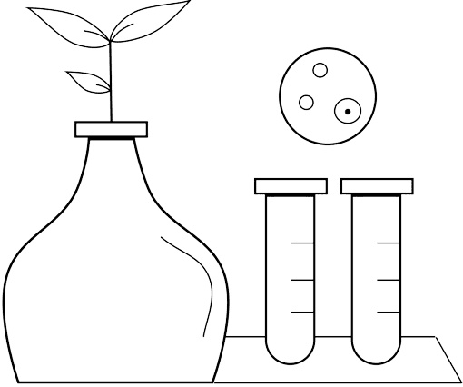 icon of a beaker with a plant growing from it